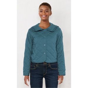 NWT LC Lauren Conrad Ruffle Quilted Jacket Blue Size XS Size XXL